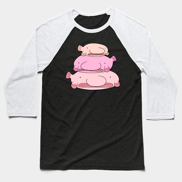 Blobfish Stack Baseball T-Shirt by saradaboru